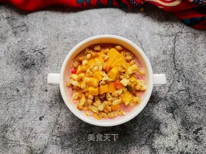 Mango cereal cherry yogurt