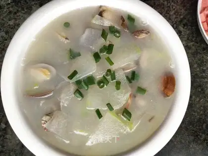 Flowers and melon soup