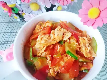 Tomato cucumber fried eggs