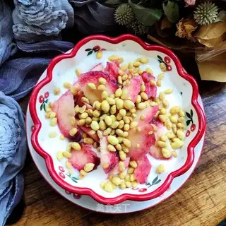 Peach with yogurt