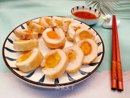 Salted egg, chicken leg roll