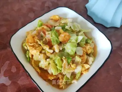 Potato cabbage fried eggs