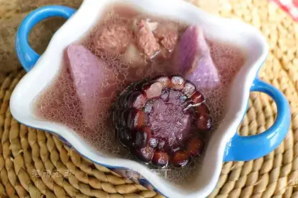 Purple yam and purple corn ribs soup