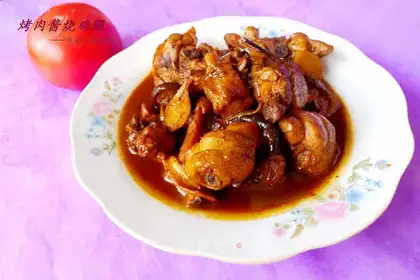 Roasted chicken legs in barbecue sauce