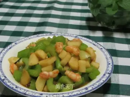 stir-fried shrimp with celery and yam