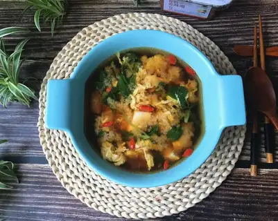 Tofu eggs and bouquet soup