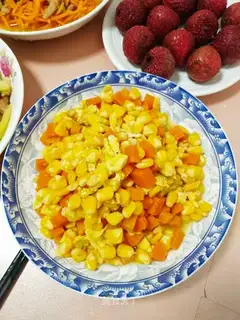 Corn carrot fried eggs