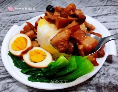 Frozen eggs and meat rice