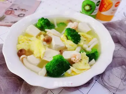 Shrimp tofu mushroom soup