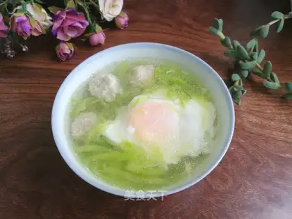 cucumbers, eggs, meatball soup