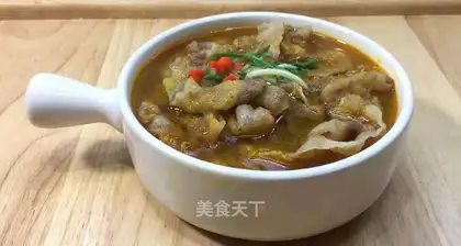 Homemade soup, fat cow