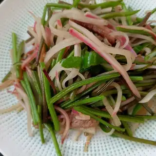 The radishes, the sweet potatoes