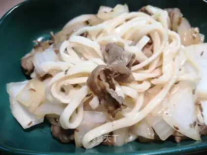 Noodles on onion