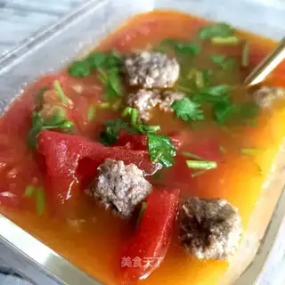 Beefball tomato soup