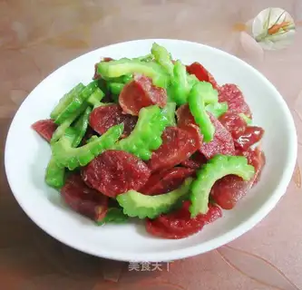 Sausage fried bitter melon
