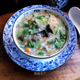 Beef leather egg congee