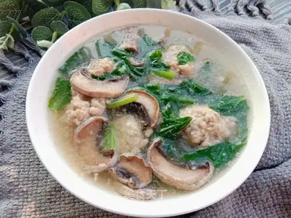 Scrambled meatball soup