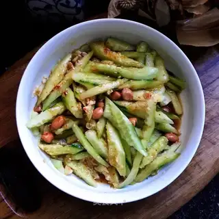 Fry peanut cucumber