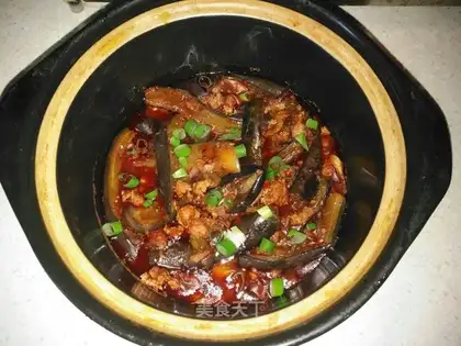Fish and pork and eggplant