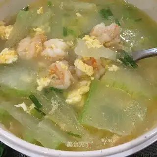 Shrimp eggs and melon soup