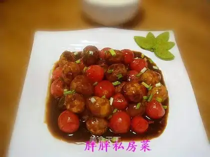 Braised saint cherry quail eggs