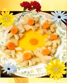 Fish and chrysanthemums bloom