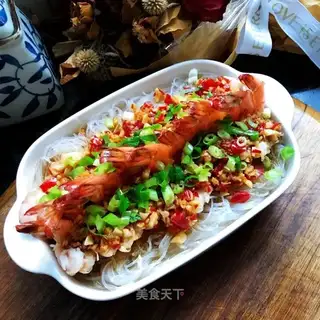 Garlic fan steamed shrimp