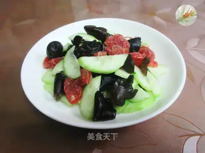 Black-mule sausage fried cucumber