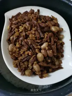 Meat and peanuts and beans