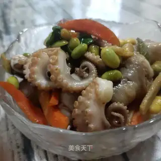 Chicken claws, octopus, beans