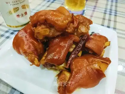 Red burning pig hoof