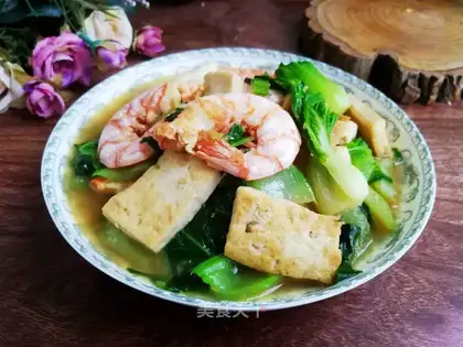 Red shrimp green tofu