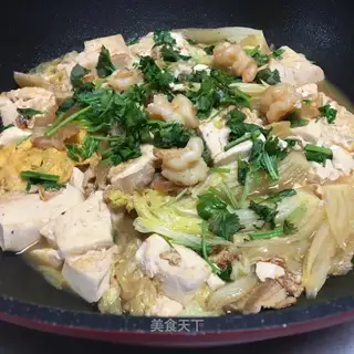 Shrimp cabbage and tofu