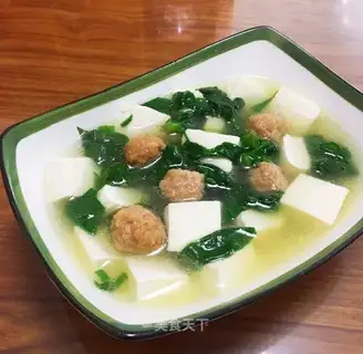 Spinachball tofu soup