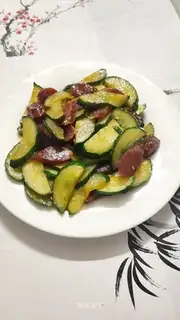 The cucumber with sausage