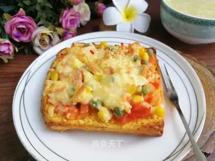 Shrimp toast, pizza