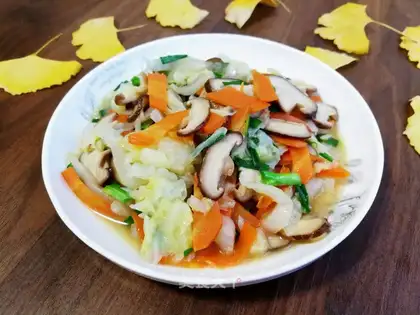 Carrot mushrooms and cabbage