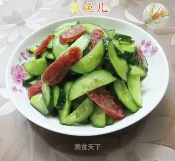 Sausage fried cucumbers