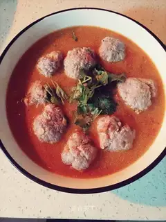 Tomato lotus meatball soup