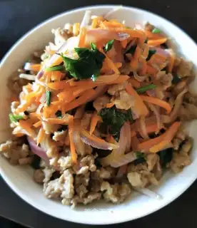 Carrot onion fried meat