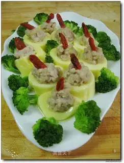 Japanese tofu stuffed with flowers
