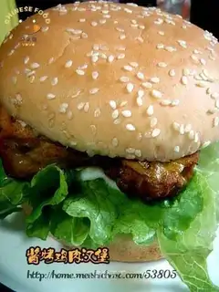 Roasted chicken burger in soy sauce