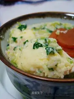 Arctic shrimp cereal steamed eggs