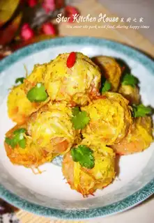 Golden silk glutinous rice shrimp balls