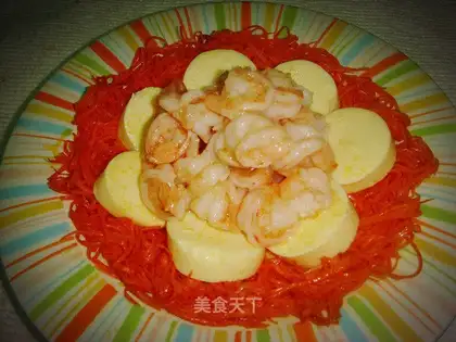 Fresh shrimp with jade tofu
