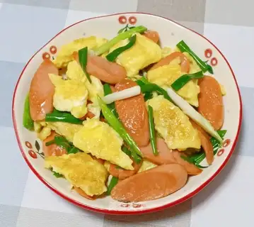 Ham sausage fried eggs