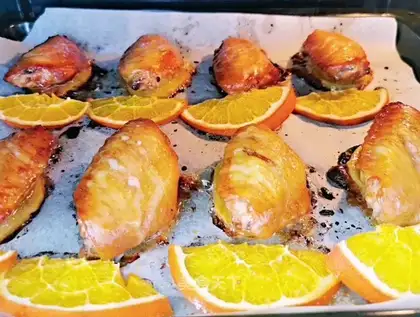 Honey, orange chicken wings