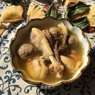 Meatball mushroom chicken soup