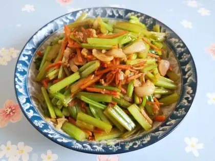 Five flowers and a celery