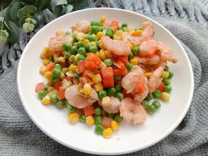 Corn green soy shrimp